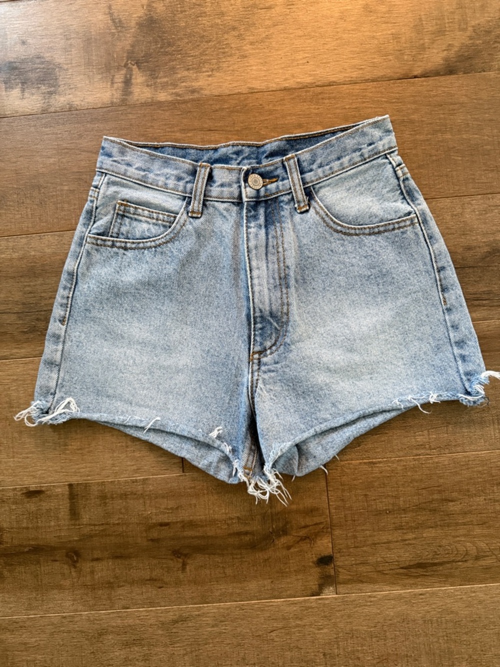 Light Blue High-Rise Denim Cutoff Shorts